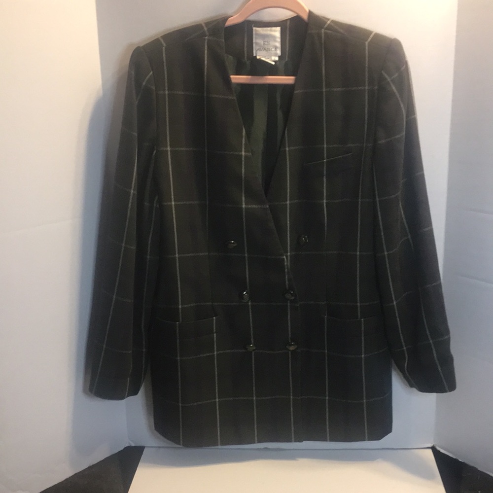 EN AVANCE BLAZER OLIVE PLAID SIZE 8